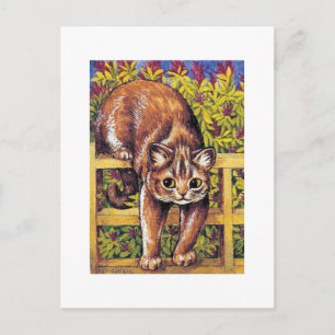 Cat over Fence, Louis Wain Postkarte