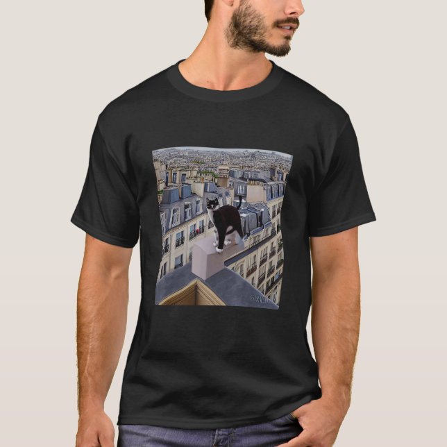 Cat Overlooking The City Cute Kitten Kitty Graphic T-Shirt (Vorderseite)