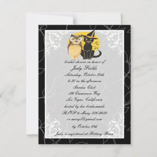 Cat & Owl Halloween Brautdusche Einladung