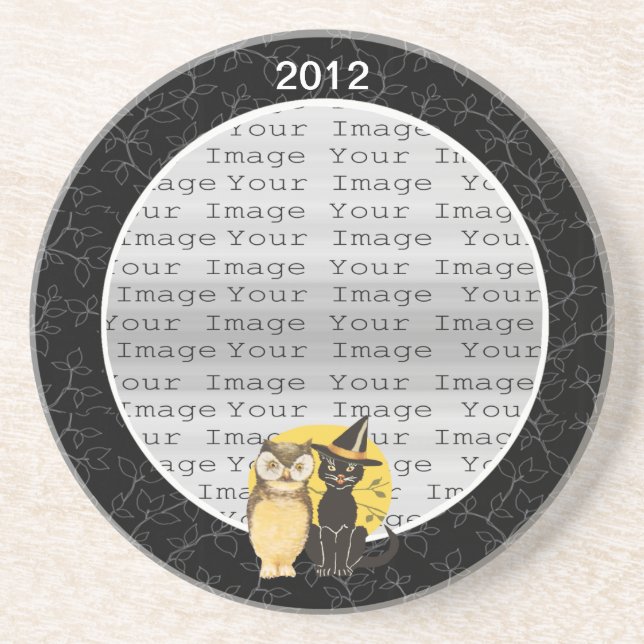 Cat & Owl Halloween Hochzeitsfeier Untersetzer (Vorne)