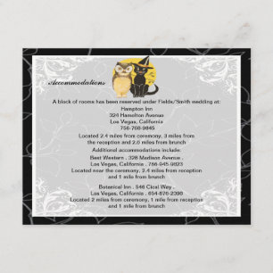 Cat & Owl Halloween Hochzeitskarten Begleitkarte