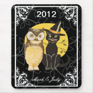 Cat & Owl Halloween Hochzeitsmäuse Pad Mousepad
