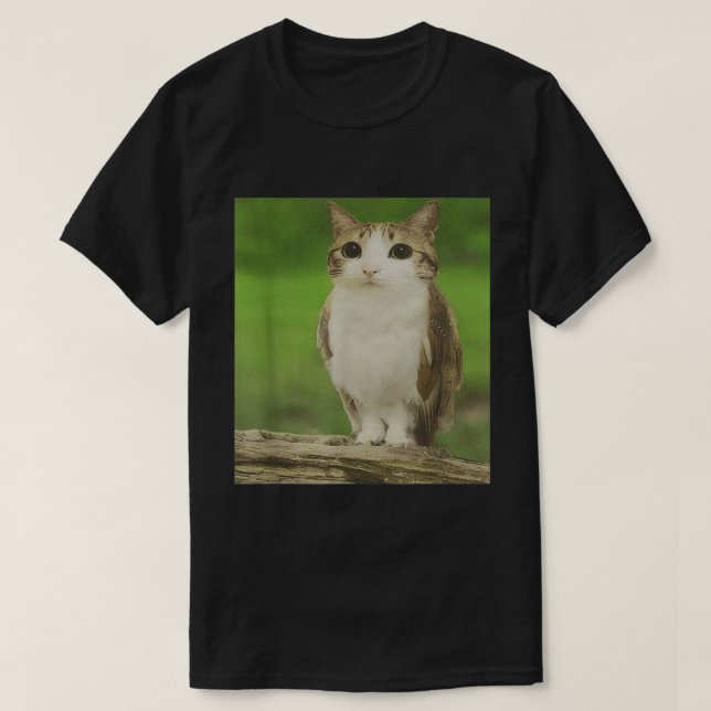 Cat Owl Meme | Verfluchtes Tier-Hybriddesign T-Shirt (Design vorne)