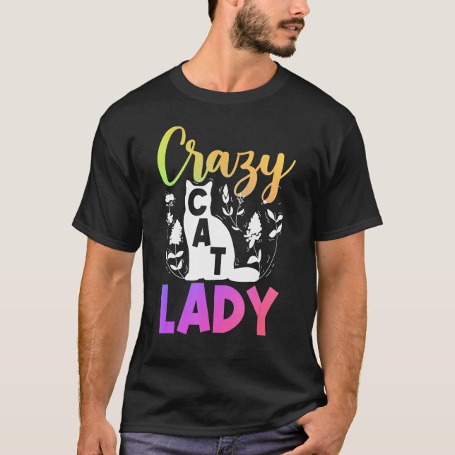 Cat Owner Blume Crazy Cat Lady T-Shirt (Vorderseite)