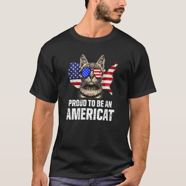 Cat Owner US Flag Patriot Sunglass Usa T-Shirt (Vorderseite)