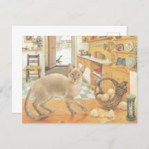 CAT PAINTED POSTCARD