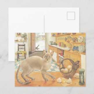 CAT PAINTED POSTCARD POSTKARTE