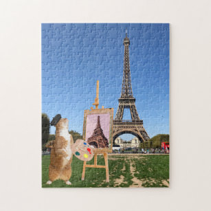 Paris Haarkamm mit Eiffelturm und Katze 