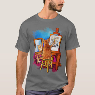 Cat Painting Lion Artistic Animals Lover Novelty T-Shirt