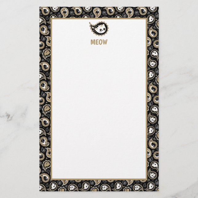 Cat Paisley Briefpapier (Vorderseite)