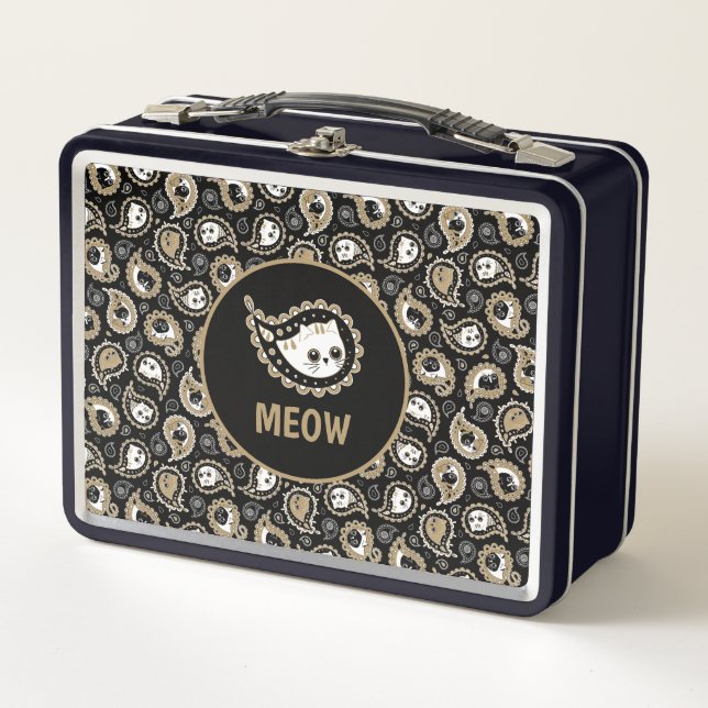 Cat Paisley Metall Brotdose (Vorderseite)