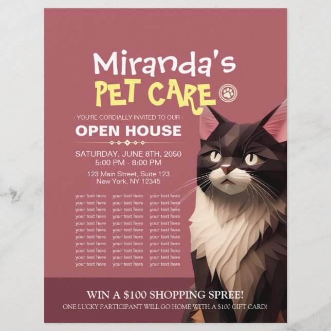 Cat Paper Carves Pet Care Tierklinik Open House Flyer (Vorne)
