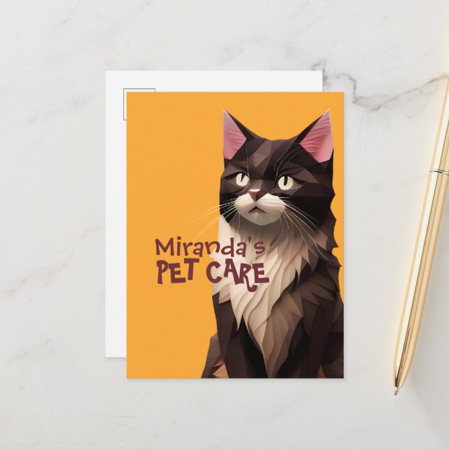 Cat Paper Cut Art Pet Care Food Shop Tierklinik Postkarte (Vorderseite/Rückseite Beispiel)