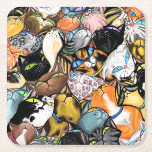 Cat Paper Untersetzer - Cuddling Cats Hug