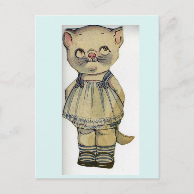 CAT PAPIERDOLL VINTAGE NIEDLICHE POSTCARD POSTKARTE (Vorderseite)