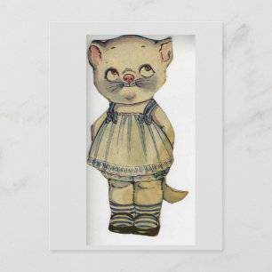 CAT PAPIERDOLL VINTAGE NIEDLICHE POSTCARD POSTKARTE
