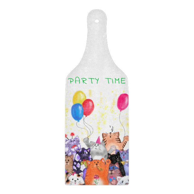 Cat Party Cutting Board Schneidebrett (Vorderseite)