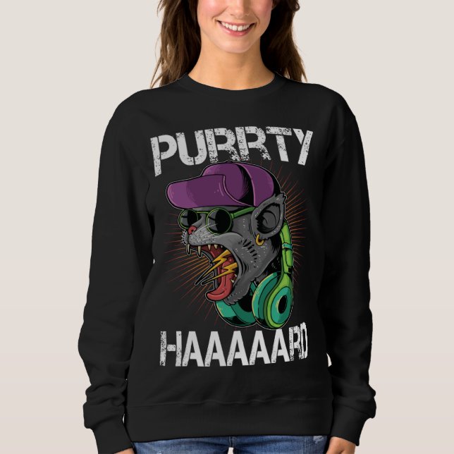 Cat Party DJ Purrty Hard Cat Sweatshirt (Vorderseite)