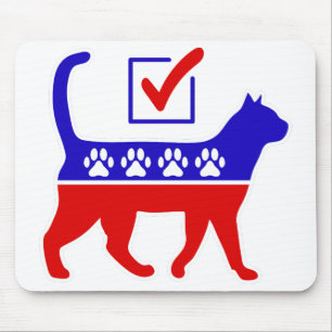 Cat Party Logo Feline Politics Grosses Party von M Mousepad