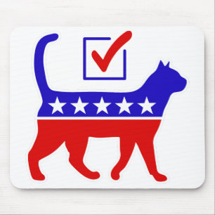 Cat Party Logo Feline Politics Grosses Party von M Mousepad