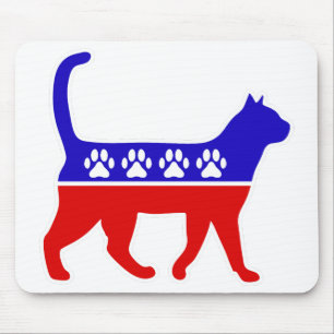 Cat Party Logo Feline Politics Grosses Party von M Mousepad
