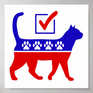 Cat Party Logo Feline Politics Grosses Party von M Poster