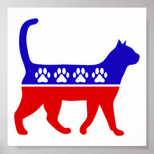 Cat Party Logo Feline Politics Grosses Party von M Poster