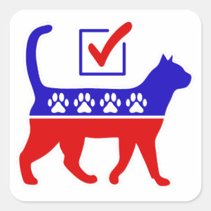Cat Party Logo Feline Politics Grosses Party von M Quadratischer Aufkleber