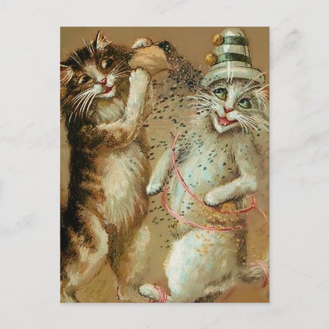 "Cat Party with Confetti" von Maurice Boulanger Postkarte (Vorderseite)