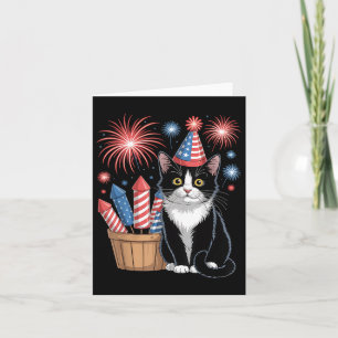 Cat Patriotic America Cats Usa Flag Feuerwerk 4. Karte