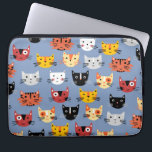 Cat Pattern Blau Laptopschutzhülle<br><div class="desc">Viele schöne Katzen,  für Tierfreunde. Originelle Kunst von Nic Squirrell.</div>