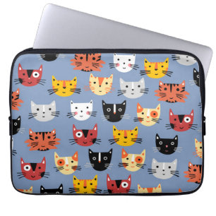 Cat Pattern Blau Laptopschutzhülle