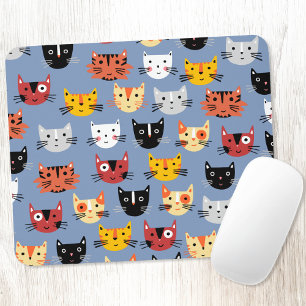 Cat Pattern Blau Mousepad
