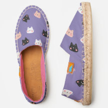 Cat Pattern Frauen Lila Leinwand Espadrilles Schuh