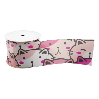 Cat Pattern Funny Colorful Pets Animals  Satinband