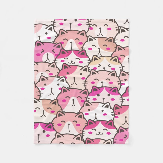 Cat Pattern Funny farbenfrohe Haustiere Tiere Fleecedecke (Vorderseite)