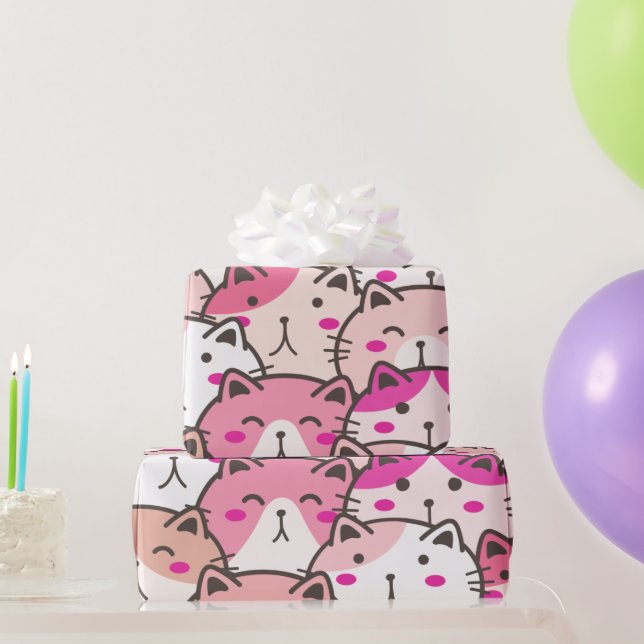Cat Pattern Funny farbenfrohe Haustiere Tiere Geschenkpapier (Partygeschenke)