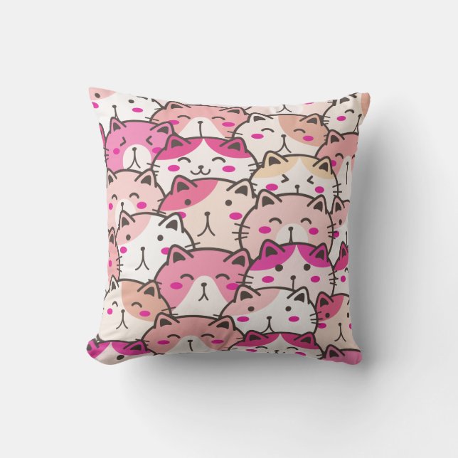 Cat Pattern Funny farbenfrohe Haustiere Tiere Kissen (Vorderseite)