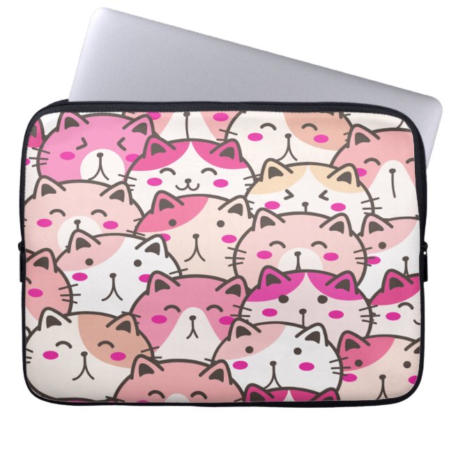 Cat Pattern Funny farbenfrohe Haustiere Tiere Laptopschutzhülle (Vorderseite)
