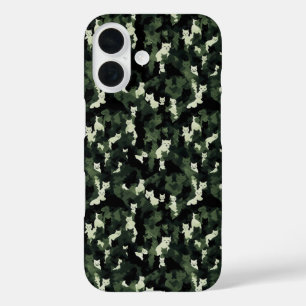 Cat Pattern Green Camouflage iPhone 16 Hülle