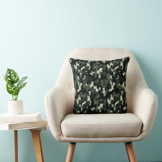 Cat Pattern Green Camouflage Kissen (Stuhl )