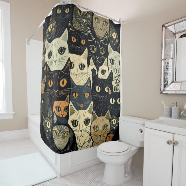 Cat Pattern Künstlerisch Duschvorhang (Beispiel)