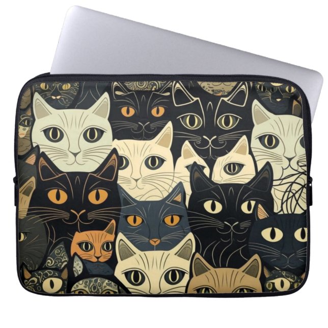 Cat Pattern Künstlerisch Laptopschutzhülle (Vorderseite)