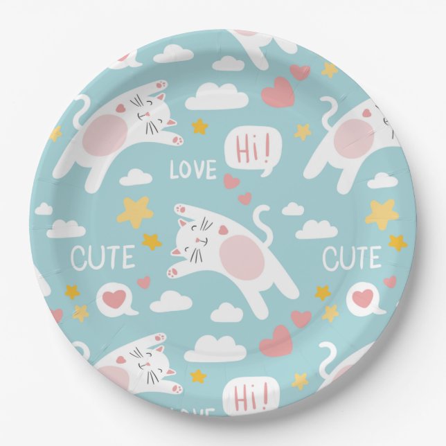 Cat Pattern Pappteller (Vorderseite)