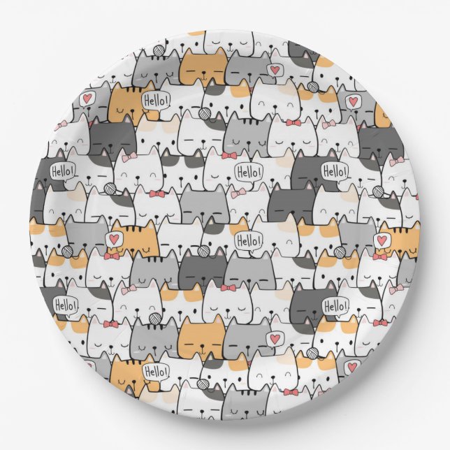 Cat Pattern Pappteller (Vorderseite)