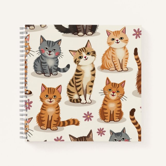 Cat Pattern Square Notepad Notizbuch (Vorderseite)