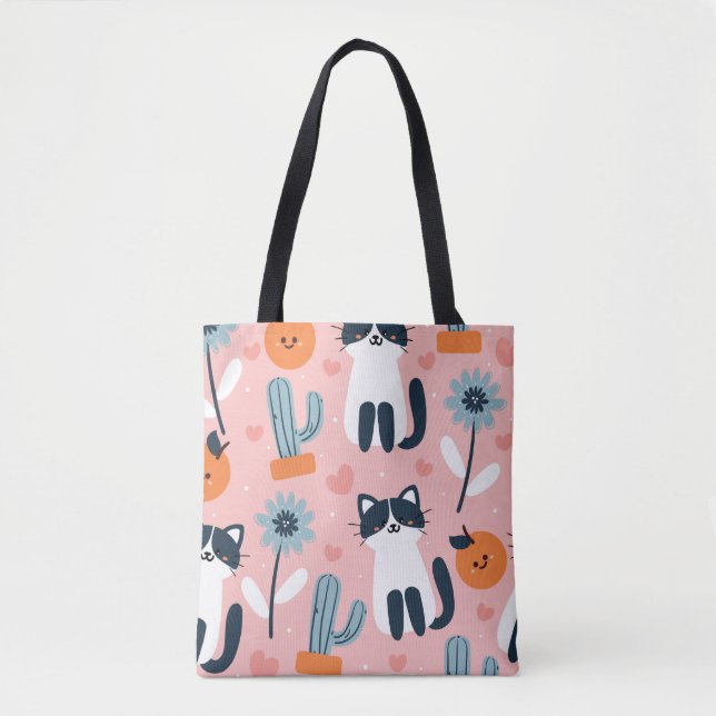 Cat Pattern Tote Bag (Vorderseite)