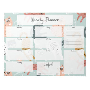 Cat Pattern Weekly Planner Notizblock