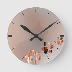 Cat Paw Bright Brown Runde Wanduhr