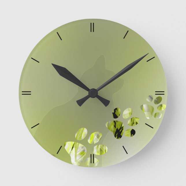 Cat Paw Clean Runde Wanduhr (Vorderseite)